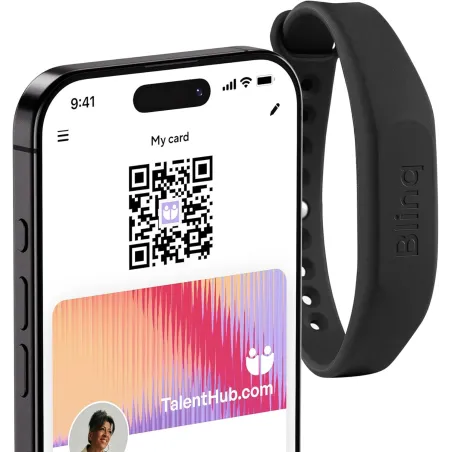 Blinq NFC Bracelet - Carte de Visite Digitale Instantanée par Tap - Compatible iPhone & Android (Noir)