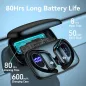 bmani Wireless Earbuds with LED Display Case, 80H Playtime, Over-Ear Hook, Mic, Stereo Sound – Black