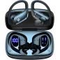 bmani Wireless Earbuds with LED Display Case, 80H Playtime, Over-Ear Hook, Mic, Stereo Sound – Black