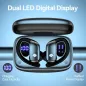 bmani Wireless Earbuds with LED Display Case, 80H Playtime, Over-Ear Hook, Mic, Stereo Sound – Black