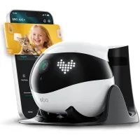 Enabot EBO Air 2 FamilyBot Caméra Sécurité Intérieure 2K, Robot Mobile, Vision Nocturne, Recharge Auto, Blanc