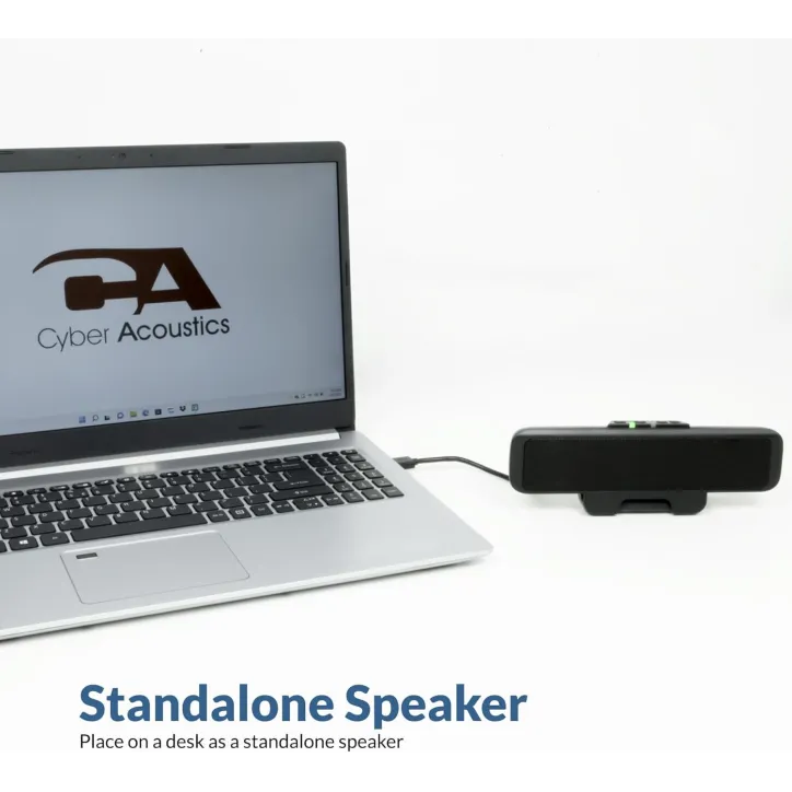 Barre de son stéréo USB Cyber Acoustics CA-2890 – Se fixe au moniteur, commandes pratiques