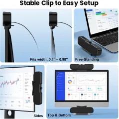 Cirqon Desktop PC Speakers with Volume Knob & USB-C Adapter (Black)