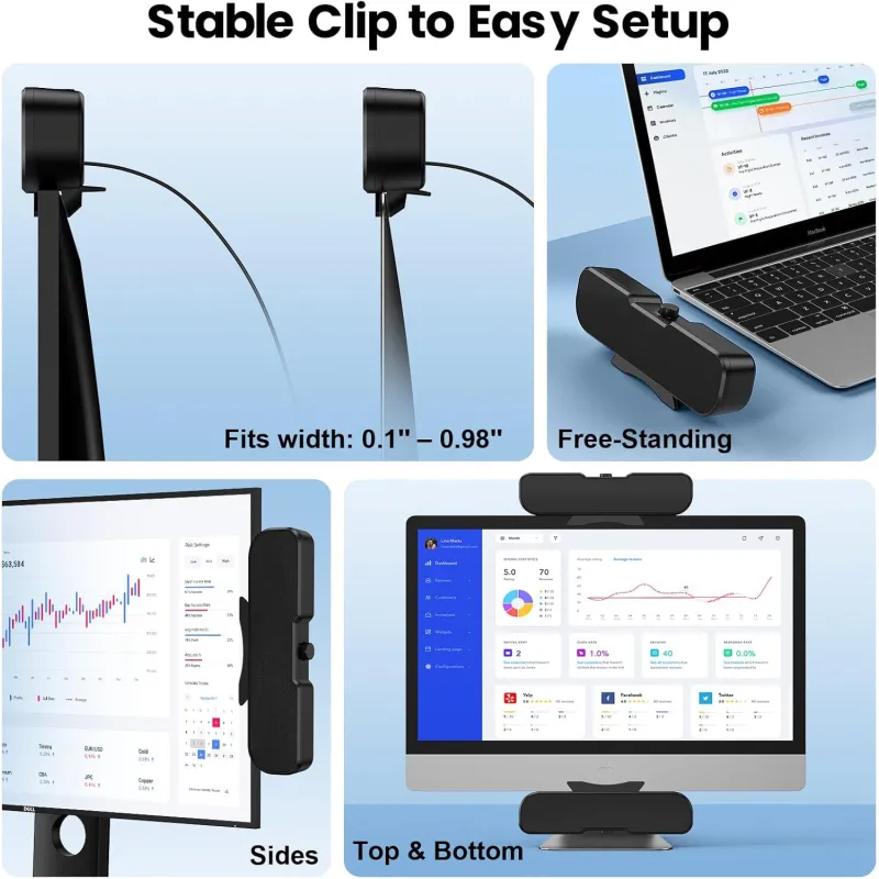 Cirqon Desktop PC Speakers with Volume Knob & USB-C Adapter (Black)