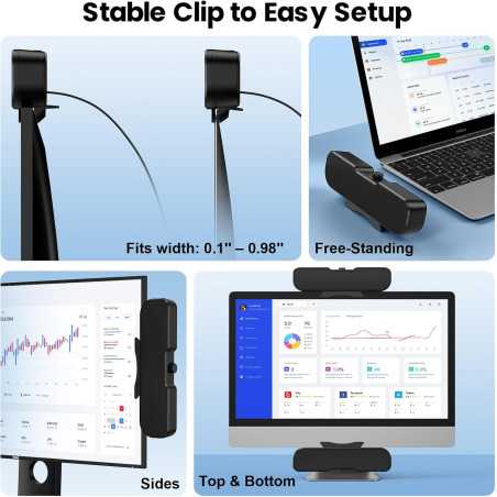 Haut-parleurs Cirqon PC USB avec bouton volume et pince robuste