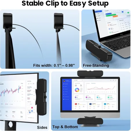 Haut-parleurs Cirqon PC USB avec bouton volume et pince robuste