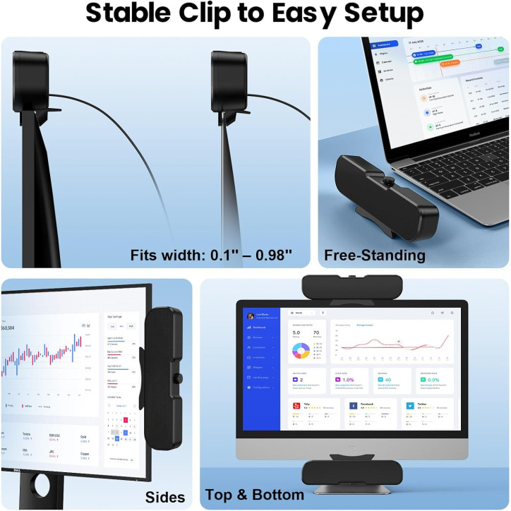 Cirqon Black Desktop Computer Speakers with Volume Knob, Sturdy Clamp, Compact Design, USB/USB-C Powered Cirqon Black Desktop Computer Speakers with Volume Knob, Sturdy Clamp, Compact Design, USB/USB-C Powered