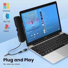 Cirqon Desktop PC Speakers with Volume Knob & USB-C Adapter (Black)