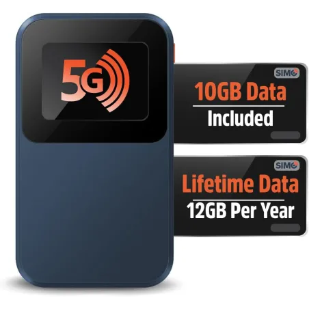 Solis Edge – Hotspot 5G avec données illimitées à vie (12GB/an) + 10GB global, WiFi 140+ pays, 300+ opérateurs