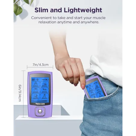 TENKER TENS Unit Muscle Stimulator, 24 Modes EMS Pain Relief Machine with Rechargeable Pulse Massager & Electrode Pads