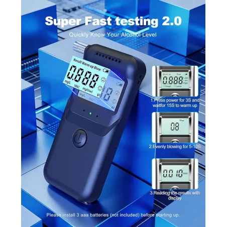 Alcootest portable 2026 avec écran LCD, 5 embouts - Testeur d'alcool personnel pour maison et fête