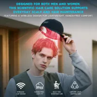 Laser Cap FDA Anti-Chute Cheveux Rechargeable Sans Fil - Thérapie Lumière Rouge pour Repousse Homme & Femme