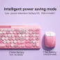 Retro Wireless Full-Size Keyboard & Mouse Set with Round Keycaps, 2.4GHz USB, Pink-Colorful