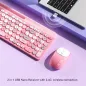 Retro Wireless Full-Size Keyboard & Mouse Set with Round Keycaps, 2.4GHz USB, Pink-Colorful