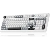Clavier Sans Fil AULA 99 Tri-Mode Bluetooth 5.0/2.4GHz/USB-C RGB, Touche Numérique, Gris