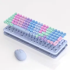 UBOTIE Wireless Keyboard & Mouse Combo – Rainbow Retro Typewriter Style