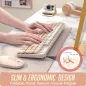 Wireless Silent Keyboard and Mouse Combo, Full-Sized Colorful Round Keycaps, 2.4G Cute Mouse (Milk Tea)