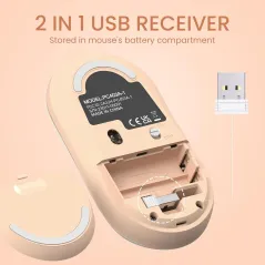 Wireless Keyboard & Mouse Combo, Silent Colorful Round Keycaps, 2.4G Milk Tea