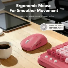 Wireless Keyboard & Mouse Combo | Retro Typewriter Style, Phone Holder