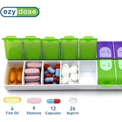 Ezy Dose® Easy Fill Weekly AM/PM Pill Organizer for Easy Medication Management