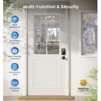 Veise Fingerprint Door Lock with 2 Knobs, Keyless Entry, Electronic Keypad, Auto-Locking, Waterproof, Oil-Rubbed Bronze