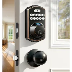 Veise Keyless Fingerprint Door Lock with Handle - Waterproof & Auto-Lock