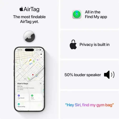 Apple AirTag 2nd Gen - Keychain & Wallet Tracker, Sound Locator, One-Tap Setup, 1.5X Precision Finding