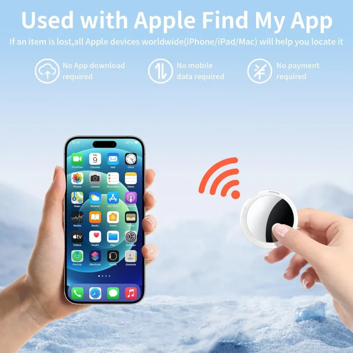 2 Pack Tracker Tags Apple MFi, Compatible Apple Find My iOS, Étanche, Localisateur Bluetooth pour Clés & Animaux