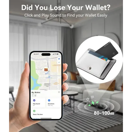 Ultrbeka Ultra-Thin Wallet Tracker Card – Rechargeable Waterproof Apple MFi