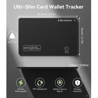 Ultrbeka Tracker Carte Ultra-Mince Rechargeable IP68 Étanche Bluetooth pour Portefeuille, Passeport - Apple Find My