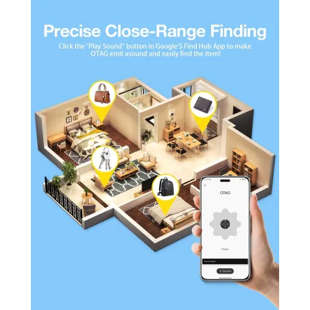 4-Pack Air Tags for Android, IP65 Waterproof Tracker with 2-Year Battery for Keys, Wallets & Luggage