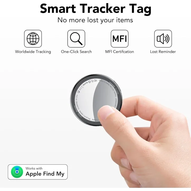 2026 Apple MFi Certified Air Tracker Tags 4-Pack, Bluetooth Key Finder for iOS, Replaceable Battery, Smart Locator