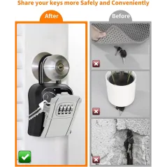 Portable Grey Key Lock Box - Secure Indoor & Outdoor Key Holder Safe