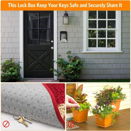 Fayleeko 4-Digit Wall Mount Key Lock Box - Secure 5 Keys Storage