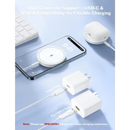 Chargeur Magnétique Magsafe iPhone 15/14/13/12 & AirPods Pro