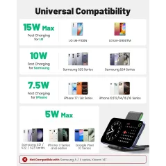 INIU 15W Fast Wireless Charger with Sleep-Friendly Light for iPhone & Samsung