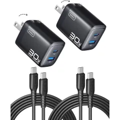 Chargeur INIU Mini USB C 30W GaN Dual Port avec Câble 5ft