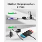 Chargeur USB-C INIU 30W GaN Rapide, Certifié ETL, Double Port + Câble Type-C 5ft [Lot de 2]