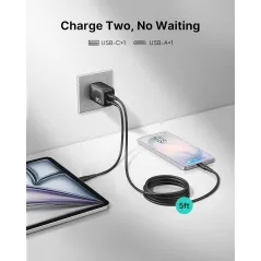 Chargeur INIU Mini USB C 30W GaN Dual Port avec Câble 5ft