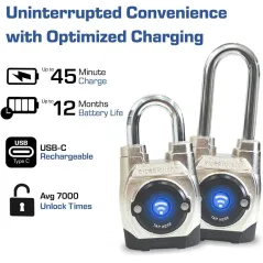 eGeeTouch 5th Gen Outdoor Smart Padlock – Keyless Bluetooth & NFC Lock