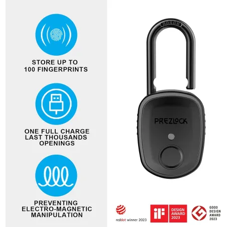 Fingerprint Padlock with Key Backup & 2 Keys, Keyless Biometric, Heavy Duty, IP65 Waterproof for Outdoor Use