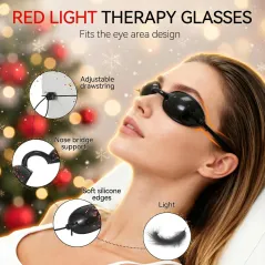 4 PCS Red Light Therapy Glasses - Adjustable Black Safety Goggles