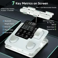 Arboleaf Balance Connectée avec 8 Électrodes, Analyseur Composition Corporelle 50+ Metrics, Bluetooth