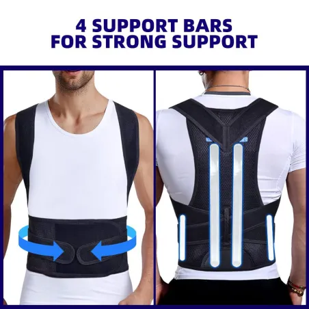 Correcteur de posture amélioré pour dos, soutien lombaire et soulagement douleurs cou, épaules, taille