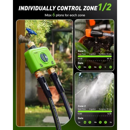 Programmateur d'Arrosage WiFi RAINPOINT 2 Zones pour Jardin