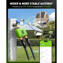 RAINPOINT Programmateur d'Arrosage WiFi 2 Zones pour Tuyau, Système Irrigation Intelligent en Laiton