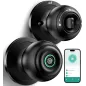 Serrure de porte à empreinte digitale, bouton biométrique smart avec contrôle app, entrée sans clé, noir mat