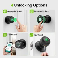 GHome Serrure Intelligente Empreinte Digitale 4-en-1 avec Clavier, Application, Auto-verrouillage pour Maison & Bureau