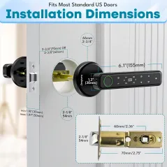Serrure de porte biométrique à empreintes digitales, code, clé, carte IC – pour maison, hôtel, bureau, appartement, noire
