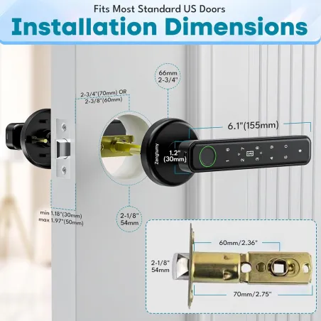 Fingerprint Biometric Door Lock with Password, Key & IC Card - Smart Door Lock for Home, Office & Hotel